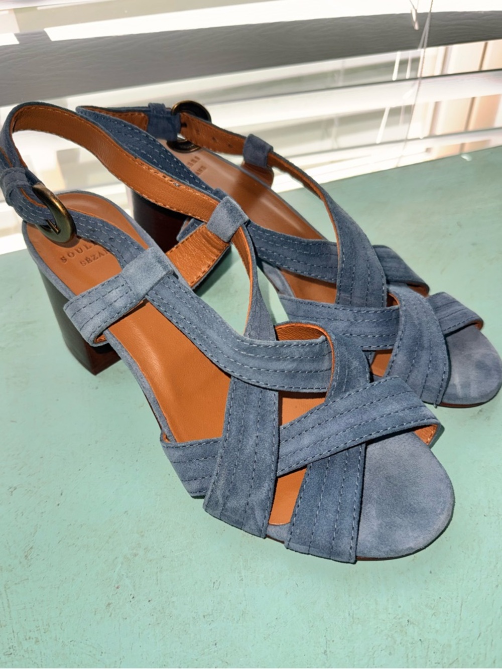 Sézane Thomas Sandals in blue suede